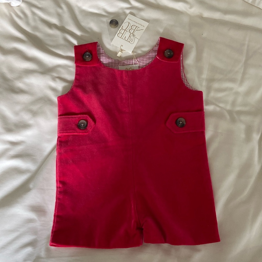 Beaufort Bonnet Velveteen Jon Jon - Richmond Red 0-6M